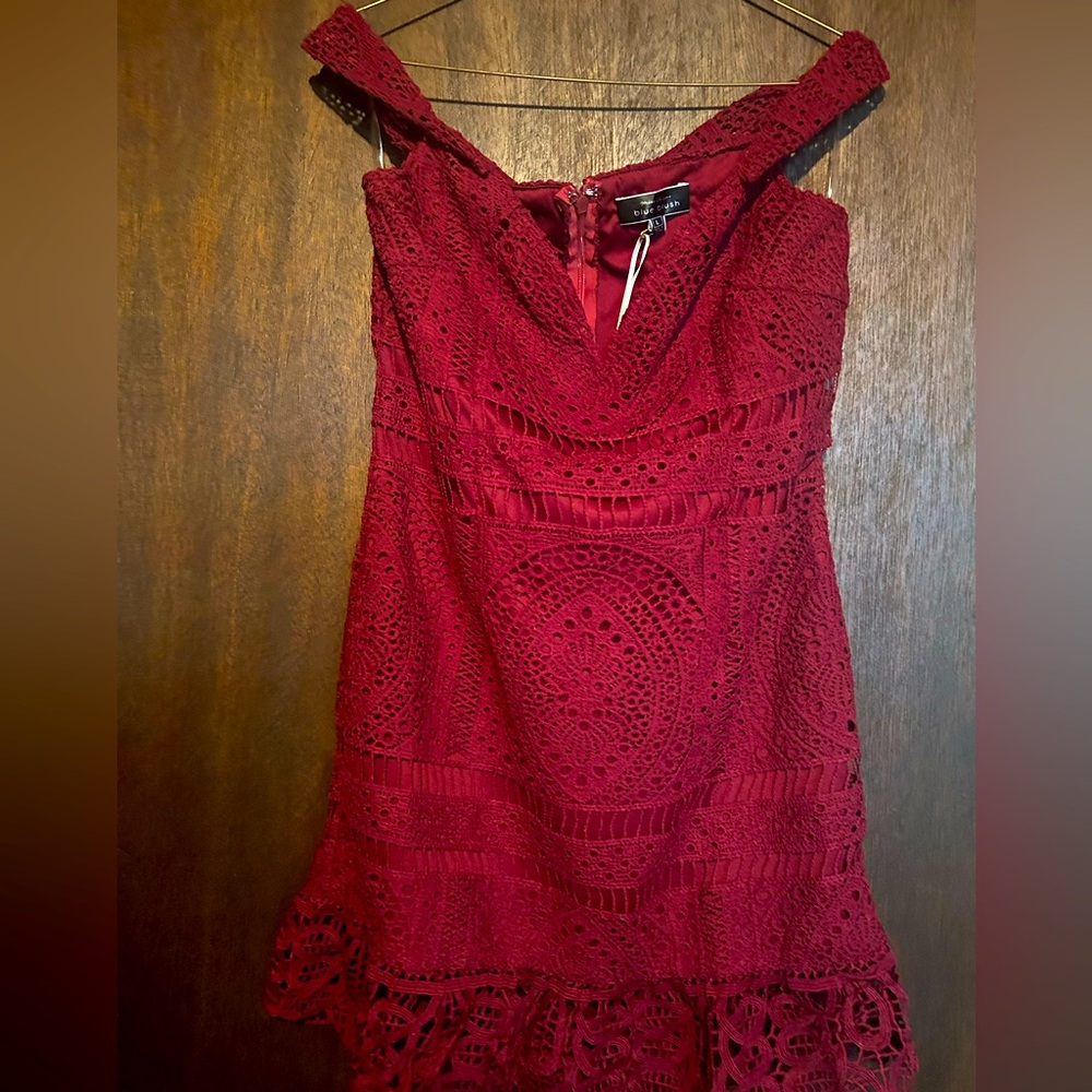 Blue Blush Dark Pink/Maroonish Off the shoulder dress with lining